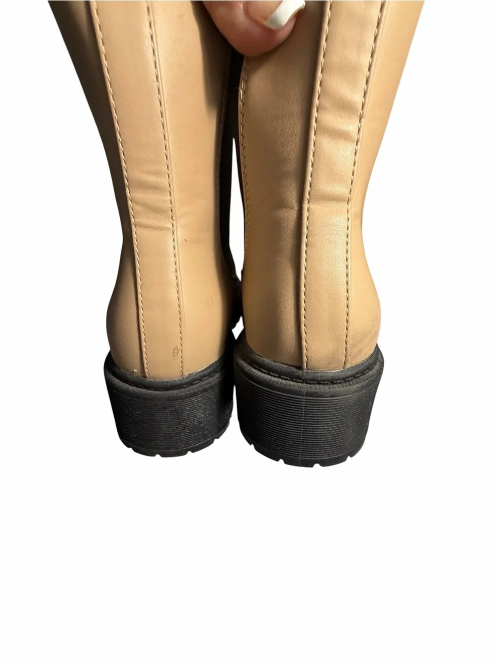 MIA Beige Chelsea Boots with Black Elastic Panels Womens 7